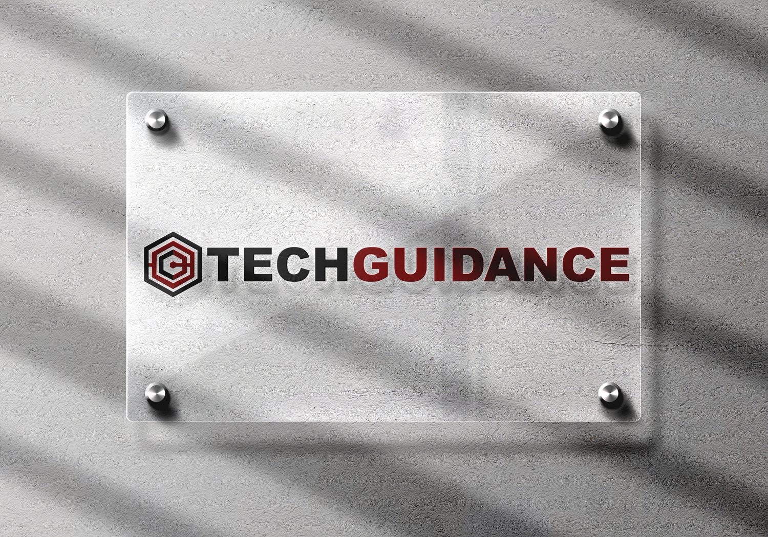 Firmenschild aus Glas für TechGuidance