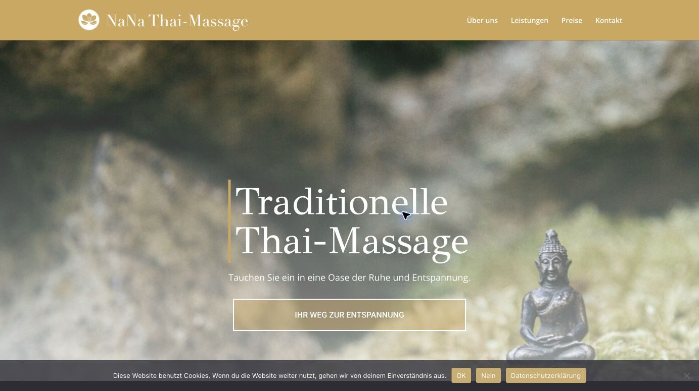 Startseite der von paintink gestalteten Website für Thai Massage Brake